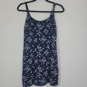 Abercrombie & Fitch Floral Mini Slip Dress Size M Navy Y2K Adjustable Straps